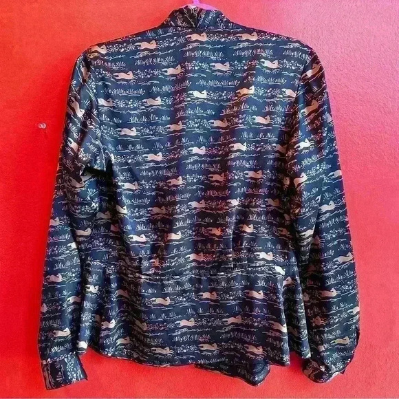 Vintage horse print long sleeve blouse size 6‎ - Picture 5 of 8
